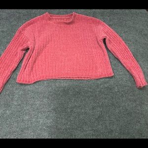 Pink Chenille cropped Sweater